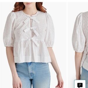 NWT Steve Madden White Eyelet Blouse fits size Small
